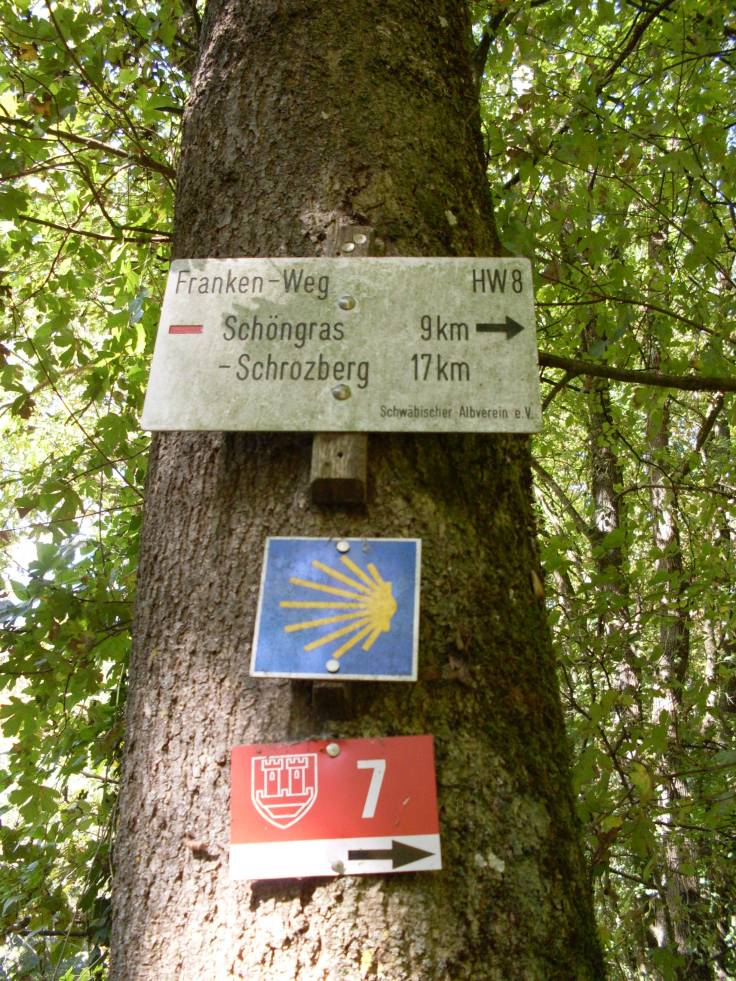 Wegweiser nach Rothenburg o.d. Tauber (Fotorechte: Dario schrittWeise)