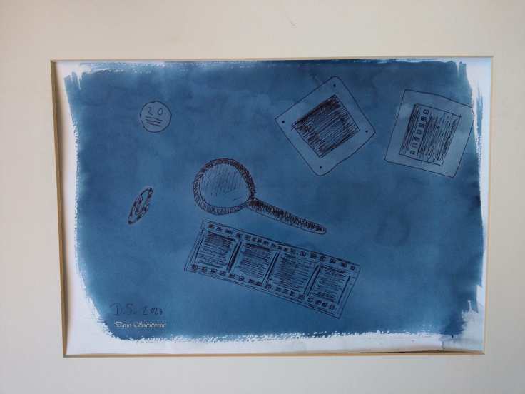 Cyanotypie und Zeichnung